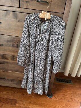 Sonoma Black Dress with Cream and Tan Floral Print